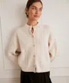 Naadam Ultra Luxe Cashmere High Neck Cardigan In White