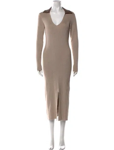 Pre-owned Naadam V-neck Long Dress In Neutral