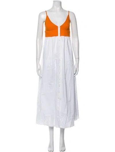 Pre-owned Naadam V-neck Long Dress In Orange