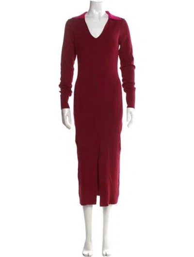 Pre-owned Naadam V-neck Long Dress In Red