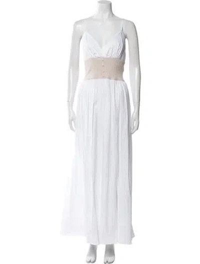 Pre-owned Naadam V-neck Long Dress W/ Tags In White