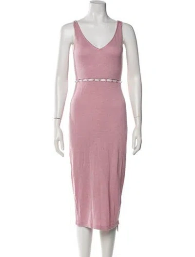 Pre-owned Naadam V-neck Midi Length Dress In Pink