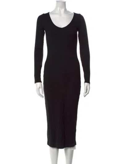 Pre-owned Naadam V-neck Midi Length Dress W/ Tags In Black