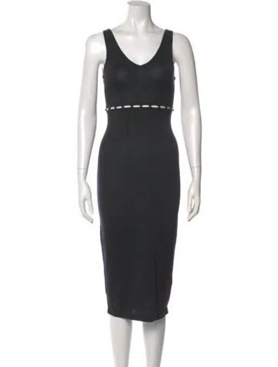 Pre-owned Naadam V-neck Midi Length Dress W/ Tags In Gray