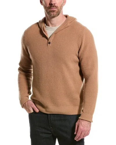 Naadam Waffle Stitch Wool & Cashmere-blend Henley Hoodie In Brown
