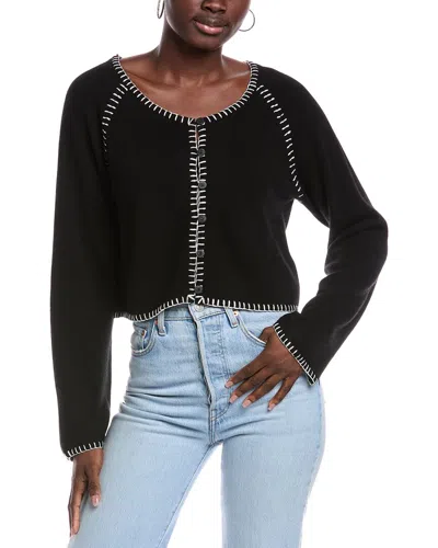 Naadam Whipstitch Cashmere Cardigan In Black