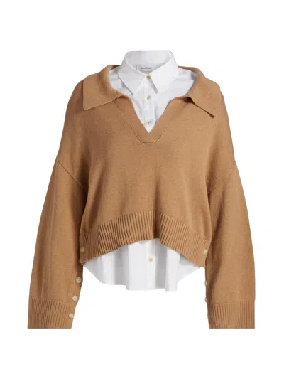 Naadam Women's 2-piece Mixed Media Cotton-cashmere Set In Brown