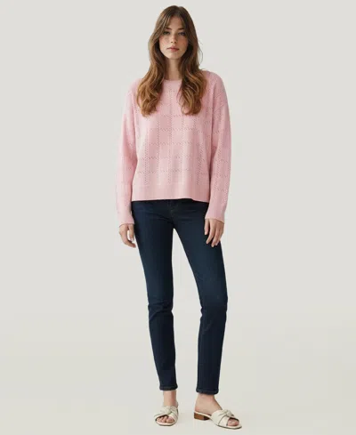 Naadam Women's Cashmere Pointelle Long Sleeves Sweater In Pink