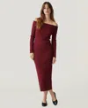 Naadam Women's Cashmino Off The Shoulder Sweater Dress In Burgundy