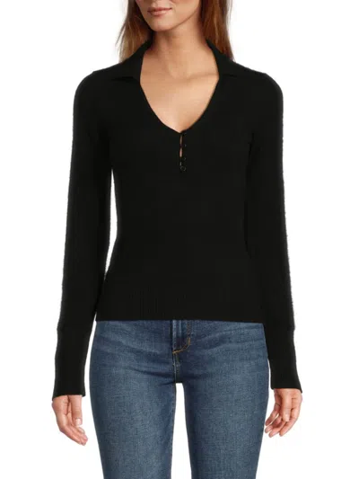 Naadam Women's Long Sleeve Cashmere Polo In Black