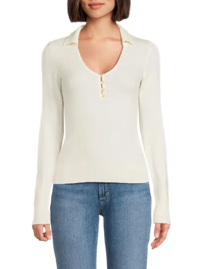 Naadam Cashmere Polo With Button Detail In White