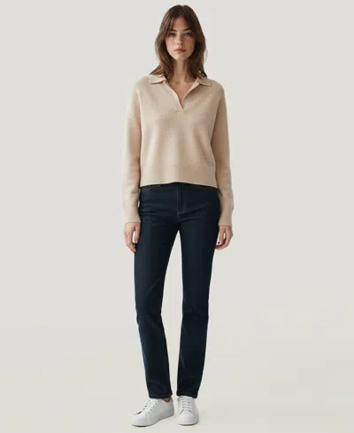 Naadam Women's Long Sleeves Lightweight Polo Sweater In Brown