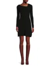 Naadam Women's One-shoulder Wool Blend Mini Bodycon Sweater Dress In Black