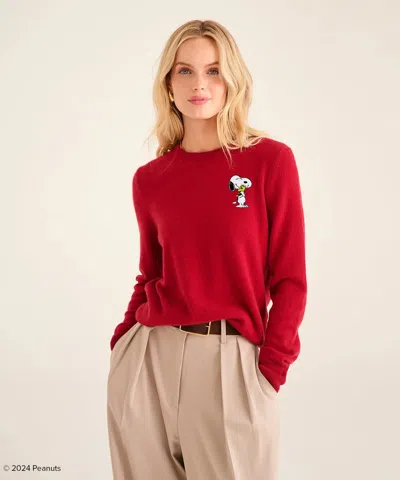 Naadam Women's Peanuts Holiday Hug Cashmere Sweater In Red