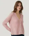 Naadam Women's Pointelle Long Sleeves Cardigan Sweater In Pink