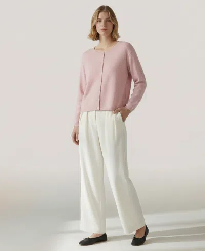 Naadam Women's Round Neck Long-sleeve Cardigan In Pink