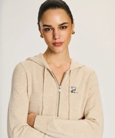 Naadam Women's Snoopy Tennis Signature Cashmere Cropped Zip Up Hoodie In Neutral