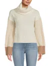 Naadam Women's Tonal Sleeve Dropped Shoulder Sweater In White Combo