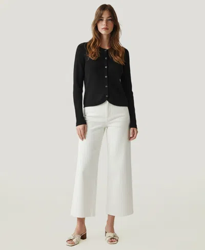 Naadam Women's Tulip Hem Button Cardigan Sweater In Black