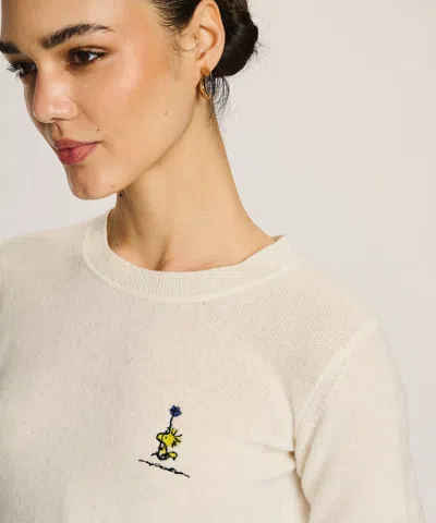 Naadam Women's Woodstock Lightweight Cashmere Short Sleeve Sweater In White