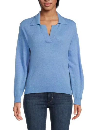 Naadam Women's Wool & Cashmere Polo Sweater In Sky Blue Heather