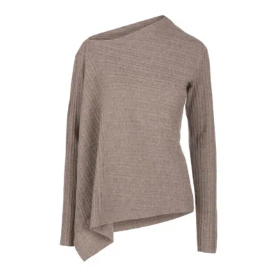 Naadam Women's Wool Cashmere Asymmetrical Variegated Rib Sweater In Plum In Gray
