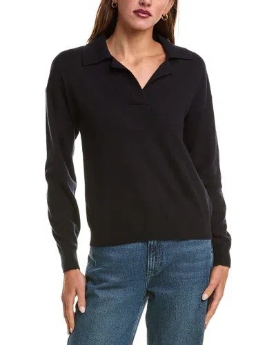Naadam Wool & Cashmere-blend Polo Sweater In Black