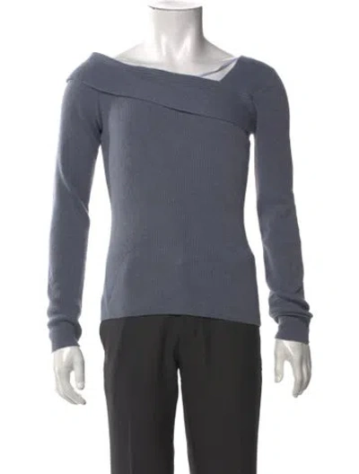 Pre-owned Naadam Wool Asymmetrical Neckline Pullover In Gray