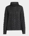 Naadam Wool-cashmere Cable Turtleneck Sweater In Granite