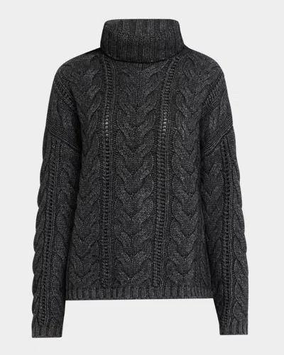 Naadam Wool-cashmere Cable Turtleneck Sweater In Granite