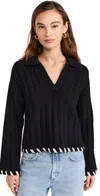 Naadam Wool Cashmere Hand Laced Polo Black In Black
