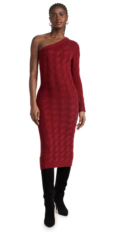Naadam Wool Cashmere Statement Cable Asymmetrical Dress Red Xl