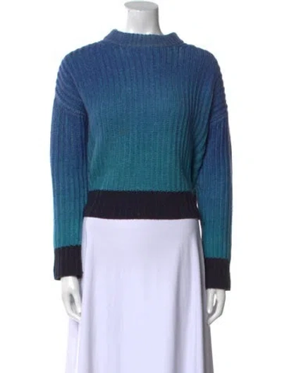Pre-owned Naadam Wool Colorblock Pattern Sweater In Blue