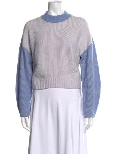 Pre-owned Naadam Wool Colorblock Pattern Sweater In Blue/white