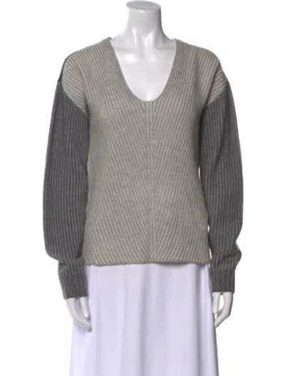 Pre-owned Naadam Wool Colorblock Pattern Sweater In Gray