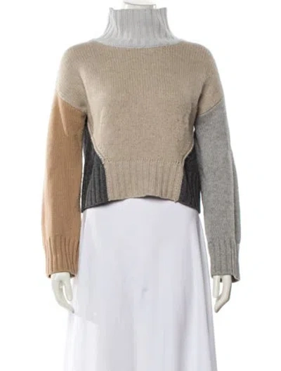 Pre-owned Naadam Wool Colorblock Pattern Sweater In Neutral