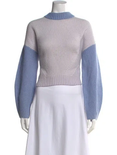 Pre-owned Naadam Wool Colorblock Pattern Sweater In Purple