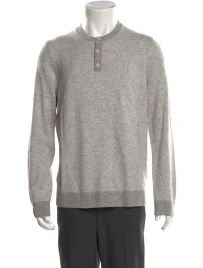 Pre-owned Naadam Wool Crew Neck Polo Sweater W/ Tags In Gray