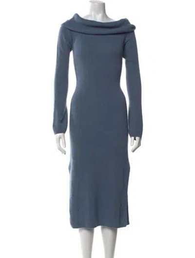 Pre-owned Naadam Wool Midi Length Dress In Blue