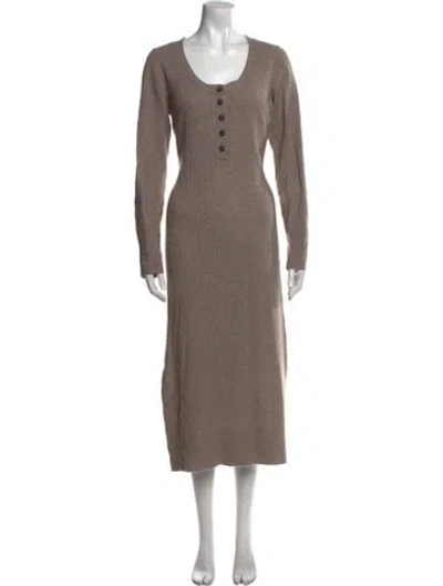 Pre-owned Naadam Wool Midi Length Dress In Neutral