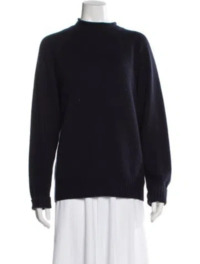 Pre-owned Naadam Wool Mock Neck Sweater In Blue