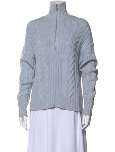 Pre-owned Naadam Wool Mock Neck Sweater In Blue