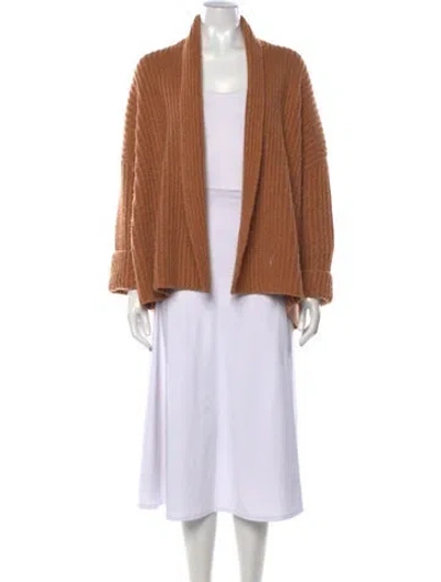 Pre-owned Naadam Wool Open Front Sweater In Brown