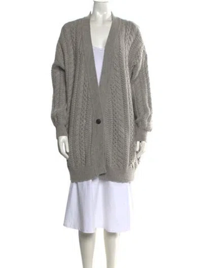 Pre-owned Naadam Wool Open Front Sweater In Gray