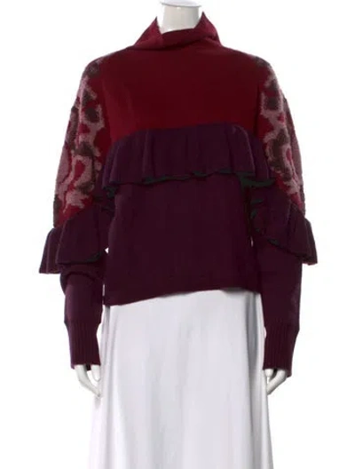 Pre-owned Naadam Wool Patterned Sweater W/ Tags In Burgundy