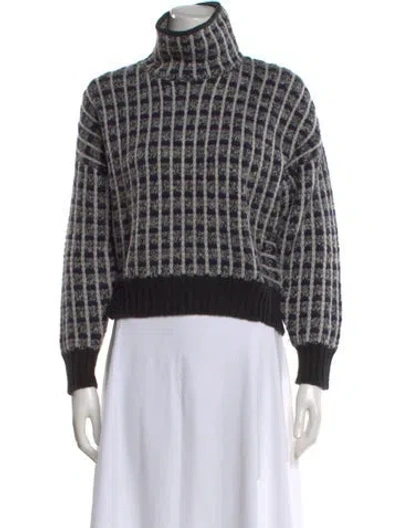 Pre-owned Naadam Wool Plaid Print Sweater In Black