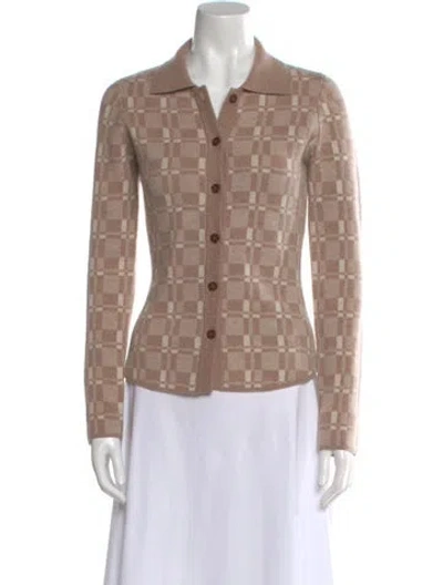 Pre-owned Naadam Wool Plaid Print Sweater In Neutral