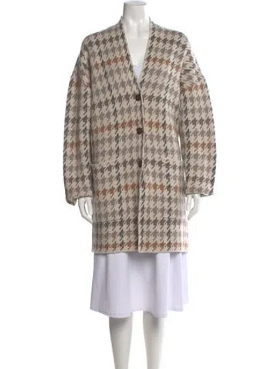 Pre-owned Naadam Wool Plaid Print Sweater In Neutral