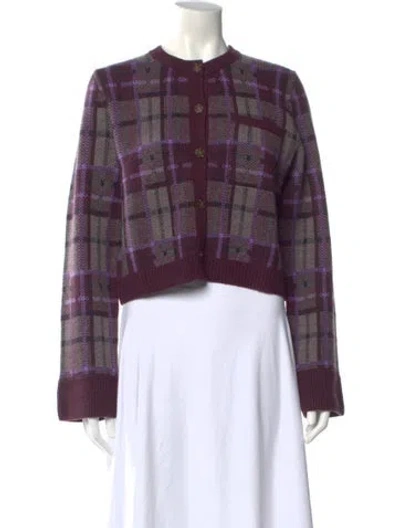 Pre-owned Naadam Wool Plaid Print Sweater In Purple