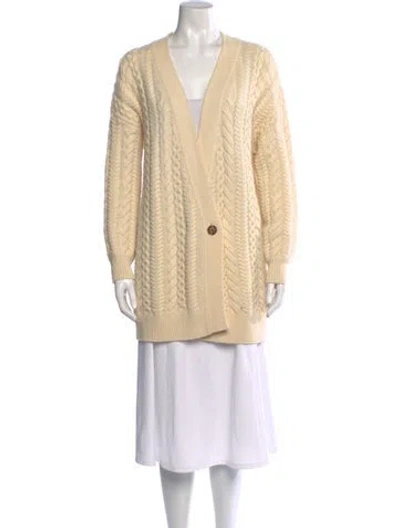 Pre-owned Naadam Wool Plunge Neckline Sweater In Neutrals